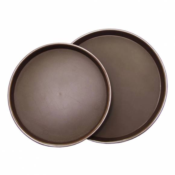 Поднос круглый коричневый 36см прорезиненный ПЛАСТИК P.L. - BarWare 1400CT- BROWN