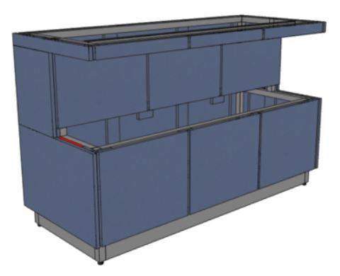 МОНТ 1500х700х860 серия RD1 Каркас с обшивкой ЛДСП, полка для тарелок