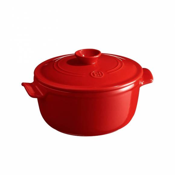 Кастрюля 2,5 л. d=22,0 см. h=15,5 см. с крышкой красная керамика Emile Henry 344525