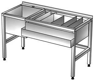 Барная станция 2000*600(700)*850, с бортом, рельсой, ванной моечной гл. 300, нерж.