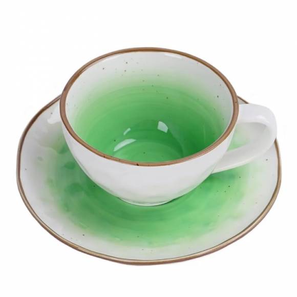 Чайная пара 240 мл, фарфор,зеленый цвет "The Sun" P.L. 170637 /1/ Чайная пара 240 мл, фарфор,зеленый цвет "The Sun" P.L. 170637 /1/