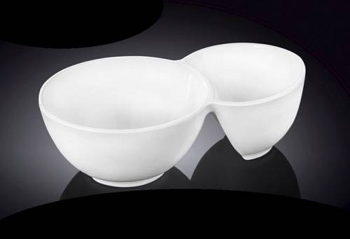 Емкость для закусок 2 секции 150х90мм Wilmax 992571/А /6/72/ Емкость для закусок 2 секции 150х90мм Wilmax 992571/А /6/72/