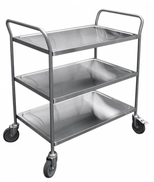 Тележка сервировочная Абат ТС-80 (800х500мм) 3 полки, поворотные колеса, вся нерж.				