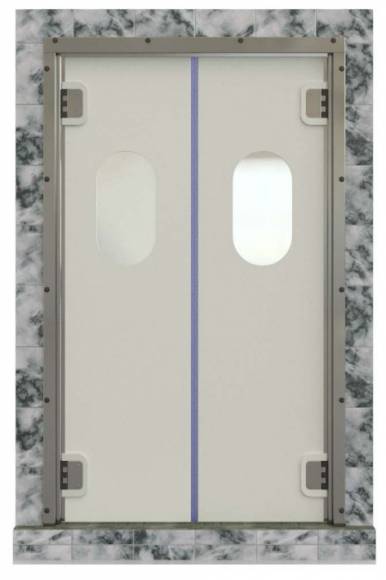 Маятниковая дверь двухстворчатая пластиковая с петлями V-camМДД(Пст-Vcam)-1300.2200-15