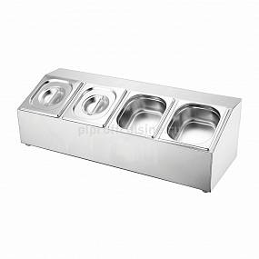 Подставка металлич. 700х260х230мм с 4-мя гастроемкостями (GN1/6-100) P.L.-SUN Подставка металлич. 700х260х230мм с 4-мя гастроемкостями (GN1/6-100) P.L.-SUN