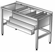 Барная станция 1800*600(800)*850, с бортом, двойной рельсой, ванной моечной гл. 300, нерж.