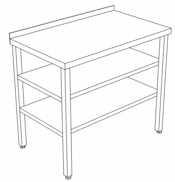 СП2П стол производственный с 2-мя полками и бортом 1200*800*850