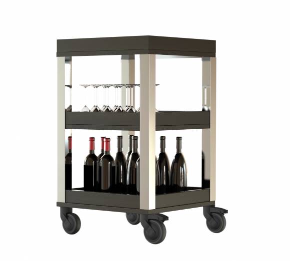 Тележка сервировочная для напитков 3 уровня, сталь, полимер, Pintinox 97150852 Тележка сервировочная для напитков 3 уровня, сталь, полимер, Pintinox 97150852