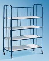 Тележка-стеллаж для прачечной ТП21.4 ОЛДАК 4 полки МДФ, 3 высоких борта