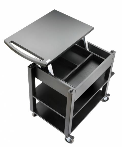 Тележка сервировочная с поднимающ. полкой, 3 уровня, МДФ цвета венге, сталь Pintinox 97150737 Тележка сервировочная с поднимающ. полкой, 3 уровня, МДФ цвета венге, сталь Pintinox 97150737