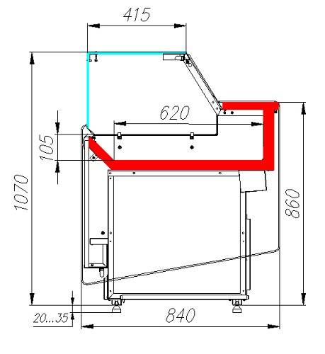 Витрина нейтральная кондитерская Полюс VISION KC82 N 1,5-1 (без боковин)