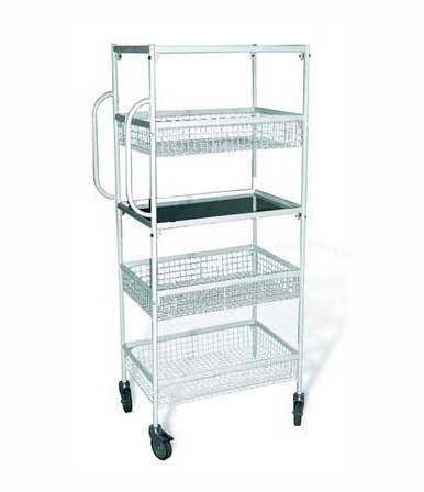 Тележка-стеллаж МТ4 ОЛДАК медицинская, 3 сетчатые корзины, полка нерж. Тележка-стеллаж МТ4 ОЛДАК медицинская, 3 сетчатые корзины, полка нерж.