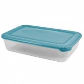 Контейнер для продуктов прямоуг. 0,45 л. 16,5*10,8*4 см. п/п с голубой крышкой /1/27/