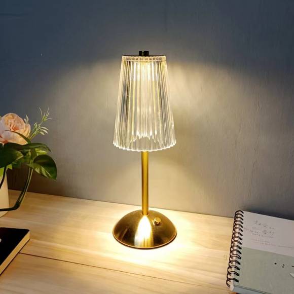 Лампа настольная беспроводная d=11 см. h=29,5 см. нерж./акрил, золотая LED CRYSTAL MGline 75041