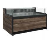 Витрина холодильная Полюс GC111 SP 1,25-2 (рыба на льду) (1008 (Темный дуб)) без боковин