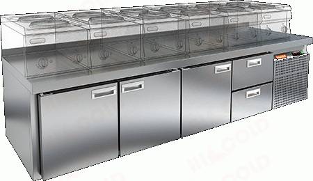 Стол холодильный HICOLD GN 1112/TN LT SH 3 двери 2 ящика