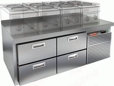 Стол холодильный HICOLD GN22/TN LT SH 4 выдвижных ящика