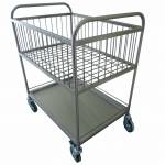 Тележка для прачечной ТП34 ОЛДАК нерж. сетчатая корзина, полка, г/п 100кг