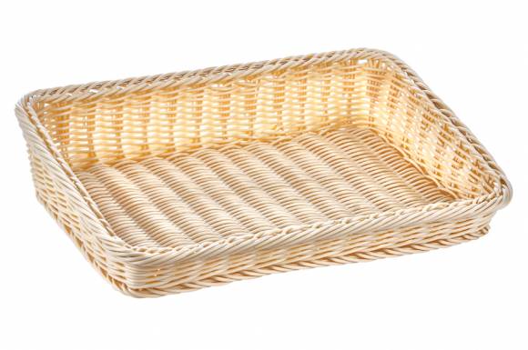 Корзинка прямоугольная 380х260х85мм пластик бежевая  [Beige 5450] кт253