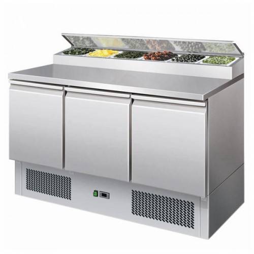 Стол холодильный саладетта 3-дверный GN1/1 с витриной 6хGN1/3+GN1/2 Koreco PS300 нерж. 8794