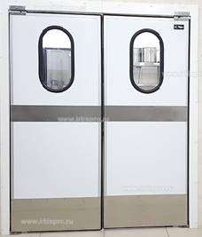 Дверь маятниковая двустворч. МДД (ОН)-1200.2200. Овальное окно. 